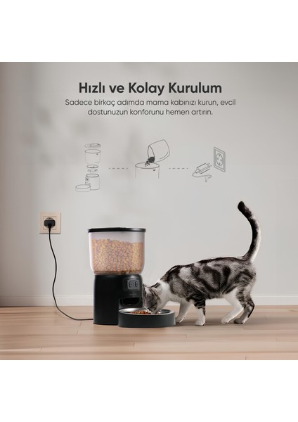 Akıllı Mama Kabı 3L Kapasiteli ve Wi-Fi Kontrollü Otomatik Besleme fiyatları