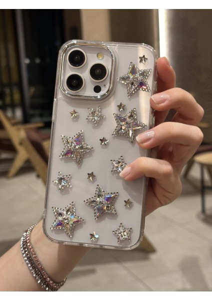 iPhone 15 Pro Max Uyumlu Hologram Kristal Taşlı Yıldızlı Şeffaf Kılıf modelleri