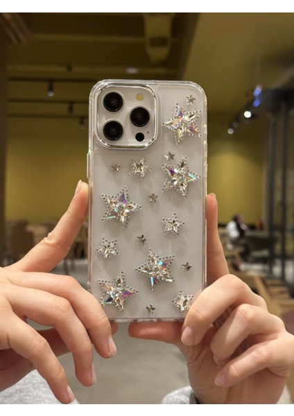 iPhone 15 Pro Max Uyumlu Hologram Kristal Taşlı Yıldızlı Şeffaf Kılıf fırsatları