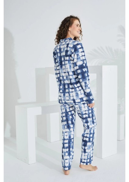 Pamuk Uzun Kol Önden Düğmeli Kadın Pijama Takım 98227 fırsatları