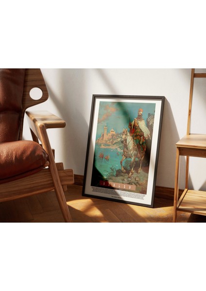 Atlı Şovalye Illüstrasyon Duvar Dekor Tablo, Modern Oturma Odası Dekor Poster