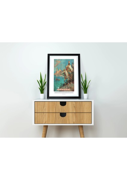 Atlı Şovalye Illüstrasyon Duvar Dekor Tablo, Modern Oturma Odası Dekor Poster