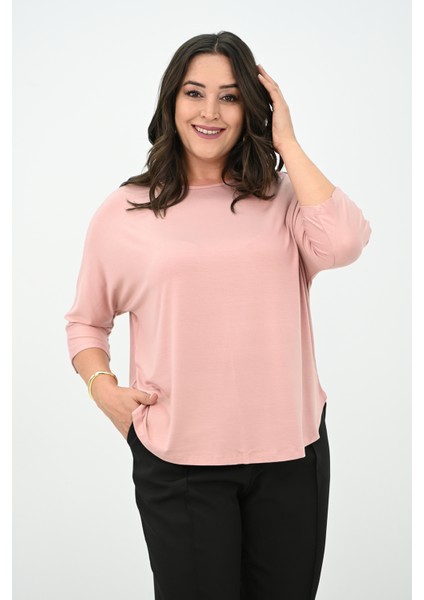 Kadın Büyük Beden Kolları Sim Detaylı Bluz 1855