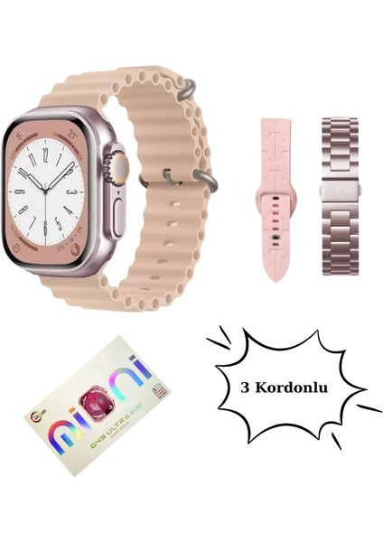 G49 Ultra Mini Silikon + Metal Kordonlu Amoled Ekranlı 41 mm Kadın Akıllı Saat