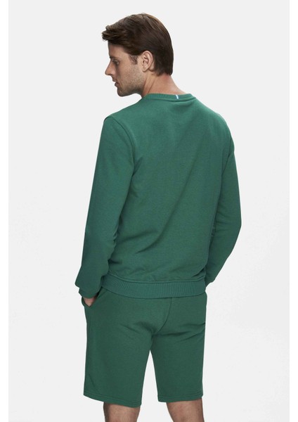 Valley Koyu Yeşil Bisiklet Yaka Baskılı Standard Fit Erkek Sweatshirt modelleri