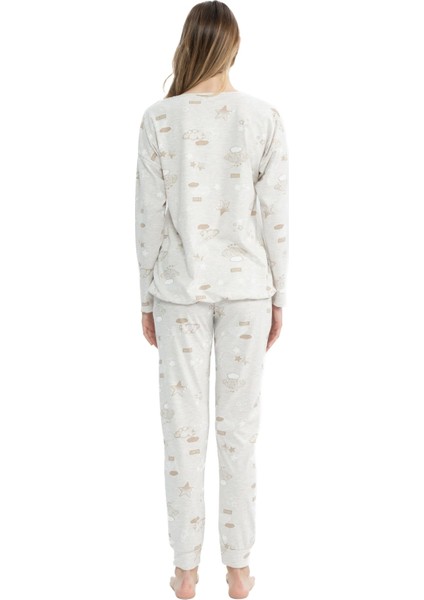 Kadın Uzun Kollu Yuvarlak Yaka Pijama Takımı S25120 modelleri