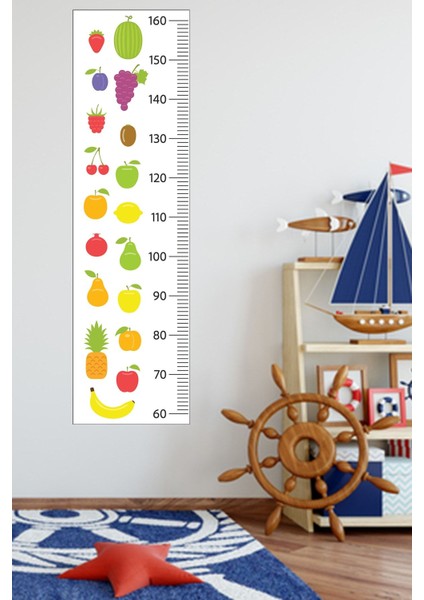 Renkli meyve temalı çocuk odası boy ölçme cetveli, duvar süsü, eğlenceli ve kullanışlı fiyatları