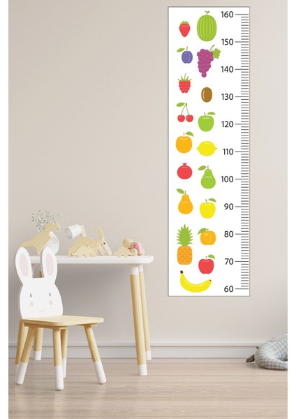Renkli meyve temalı çocuk odası boy ölçme cetveli, duvar süsü, eğlenceli ve kullanışlı indirimleri