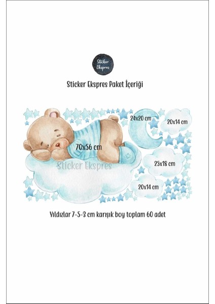 Renkli ayıcık duvar sticker seti, çocuk odasına neşe ve renk katacak dekorasyon! modelleri