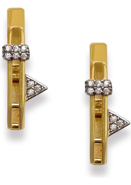 Laila Altın Kaplama Geometrik Detaylı Halka Küpe modelleri