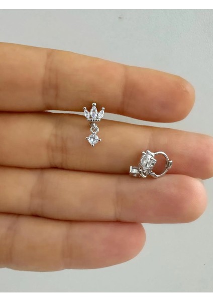 Arescollection 1 Adet Zirkon Taşlı Lotus Tek Taş Sallantılı Tragus Rook Uyumlu Piercing Küpe