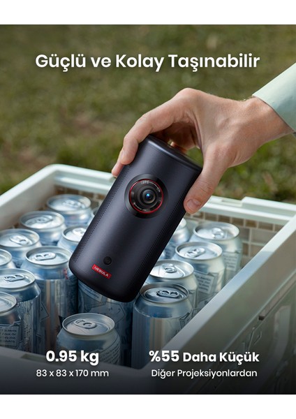 Nebula Capsule 3 Laser Akıllı Taşınabilir Projeksiyon Cihazı - 300 ANSI Lümen Lazer - 1080p HD Çözünürlük - 8W Dolby Digital Hoparlör - D2426 (Anker Türkiye Garantili)