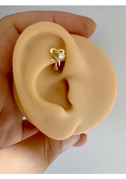 Arescollection Zirkon Taşlı Kalpli Rook Piercing