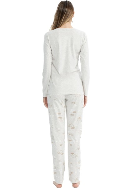 Kadın Uzun Kollu Yuvarlak Yaka Pijama Takımı S25122