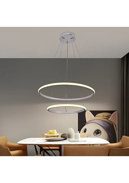 3 Renk Işık, Gövde Renk Seçenekli, 2 Katlı Çember LED Avize modelleri