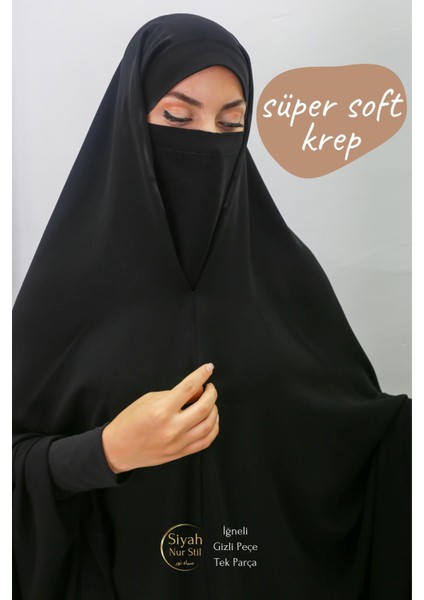 Iğneli Gizli Peçeli Tek Parça Süper Soft Krep Çarşaf modelleri