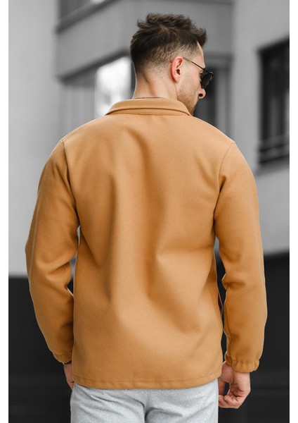 Gioele Nakışlı Ceket Yaka Mevsimlik Erkek Kaşe Mont Ceket modelleri