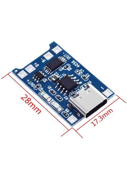 TP4056 Type-C 1s 3.7V Lipo, Li-Ion Pil Bms Korumalı Şarj Devresi