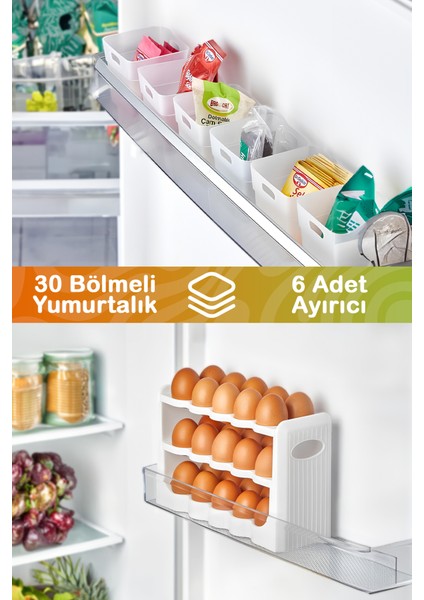 Mithra Life 6 Parça Buzdolabı Içi Düzenleyici ve 30 Bölmeli Yumurtalık MIT1105