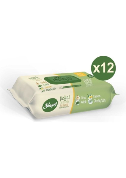 Islak Havlu Mendil Doğal Organik Pamuklu 50 Yaprak Plastik Kapaklı 12X50 600 Yaprak