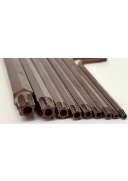 9 Parça Delikli Torx Allen Seti Uzun Boy T10 - T15 - T20 - T25 - T27 - T30 - T40 - T45 - T50