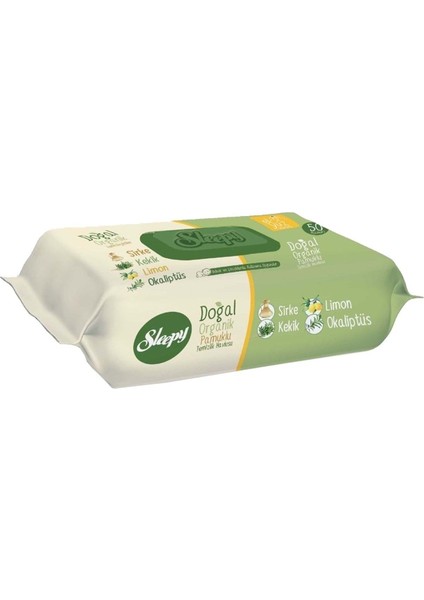 Islak Havlu Mendil Doğal Organik Pamuklu 50 Yaprak Plastik Kapaklı 3lü Set 150 Yaprak