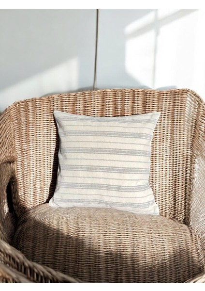 Gri Çizgili Keten Dekoratif Kırlent Kılıfı 45x45 cm modelleri
