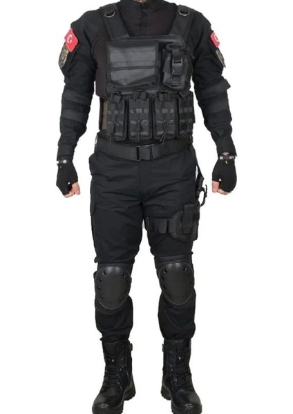 Siyah Askeri Kamuflaj Airsoft Askeri Takım (Bot Takıma Dahil Değildir)
