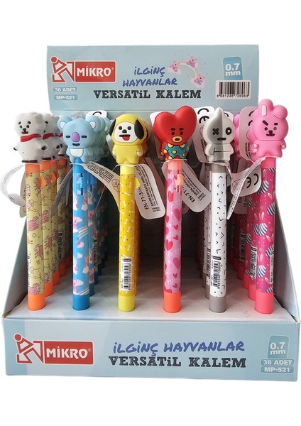 BT21 Figürlü 0.7mm Uçlu Versatil Kalem, Bts (1 Adet) modelleri