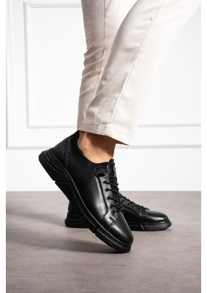 Erkek Deri Kışlık Kauçuk Taban Casual Ayakkabı Anatomik Hafif Taban Ayakkabı