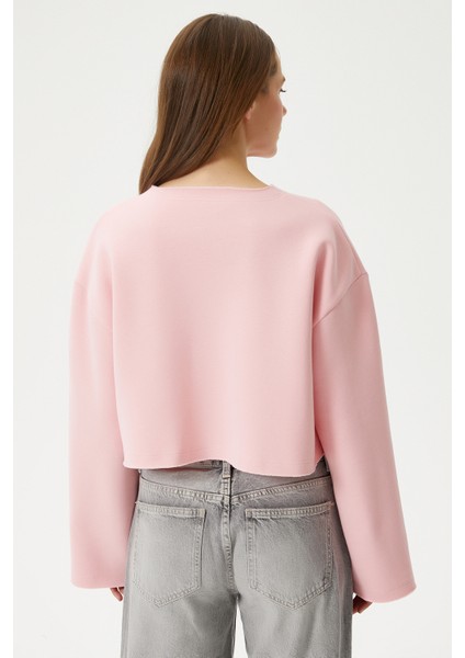 Kadın Vegas Pembe Şardonlu Crop Sweatshirt