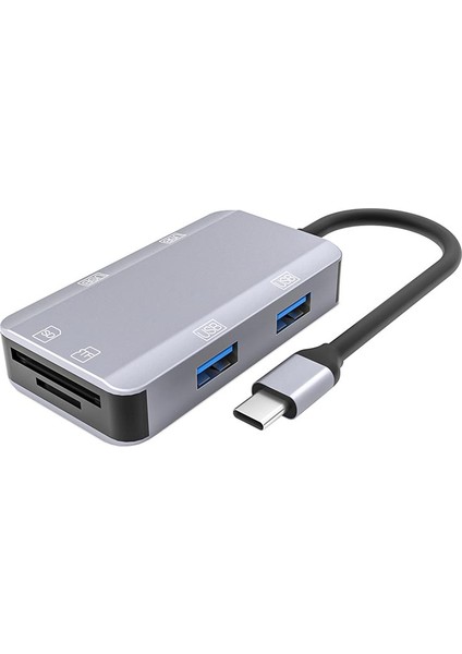 MT87 6in1 USB 3.1 Type-C Çoklayıcı Otg Kart Okuyucu Mac iPhone 15 16 ile Uyumlu Metal Kasa