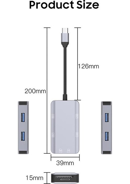 MT87 6in1 USB 3.1 Type-C Çoklayıcı Otg Kart Okuyucu Mac iPhone 15 16 ile Uyumlu Metal Kasa