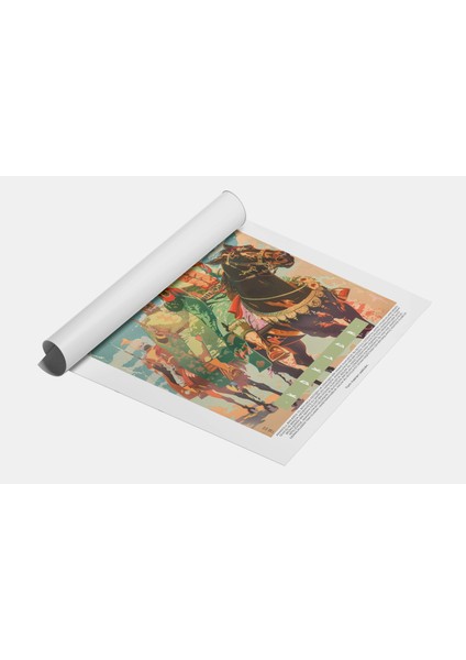 Atlı Şovalye Illüstrasyon Duvar Dekor Tablo, Modern Sanat