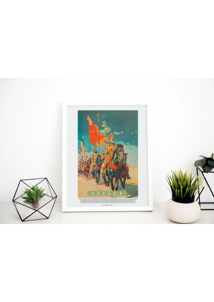 Atlı Şovalye Illüstrasyon Duvar Dekor Tablo