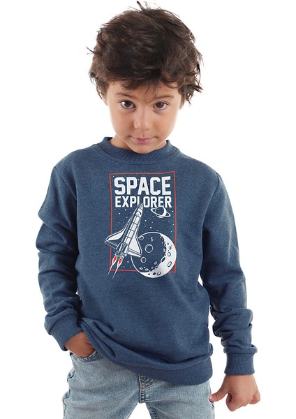Uzay Kaşifi Erkek Çocuk Indigo Sweatshirt