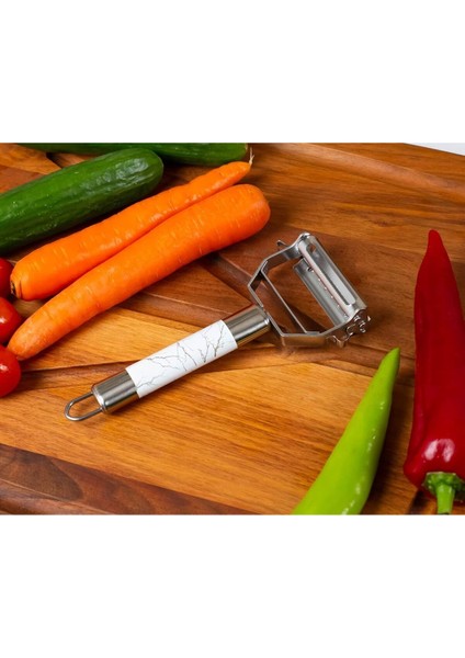 Granit Desenli Pratik Paslanmaz Çelik Turbo Jülyen Meyve Sebze Soyucu Mükemmel Keskinlik