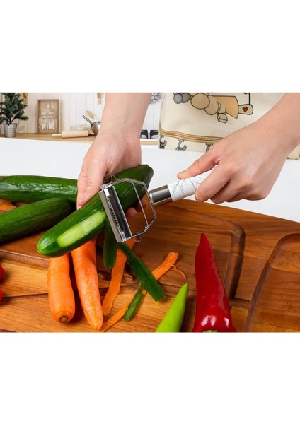 Granit Desenli Pratik Paslanmaz Çelik Turbo Jülyen Meyve Sebze Soyucu Mükemmel Keskinlik fiyatları