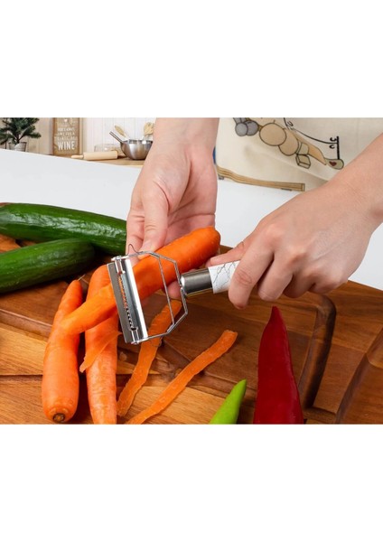 Granit Desenli Pratik Paslanmaz Çelik Turbo Jülyen Meyve Sebze Soyucu Mükemmel Keskinlik indirimleri