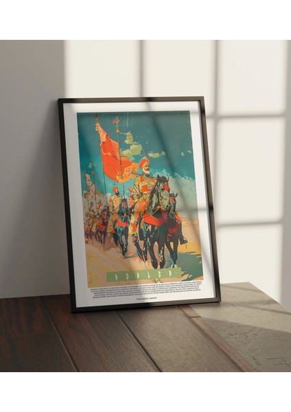 Atlı Şovalye Illüstrasyon Duvar Dekor Tablo