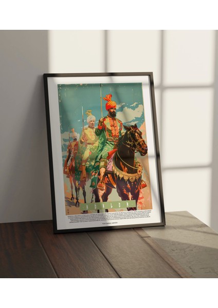 Atlı Şovalye Illüstrasyon Duvar Dekor Tablo, Modern Sanat