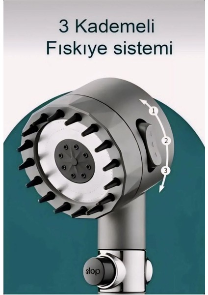 Krizantem Yeni Nesil Kullanışlı Kaliteli 3 Farklı Kullanım Stop Özellikli Filtreli Duş Başlığı 3 Mod