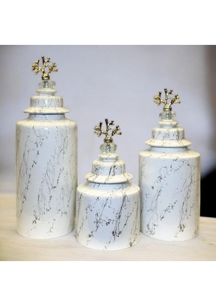 Gitti Gitti3'lü Silindir Mermer Desenli Parlak Küp