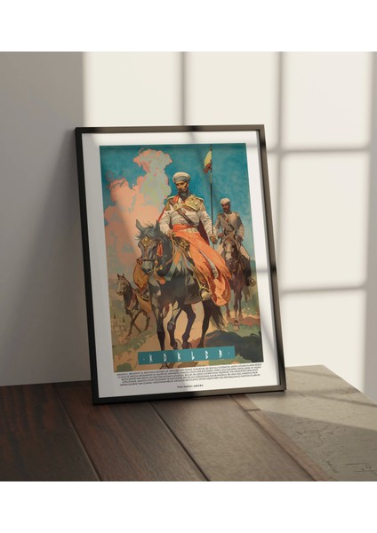 Atlı Şovalye Illüstrasyon Ofis Duvar Dekor Tablo