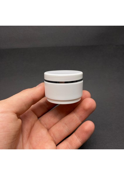 25 ml Kapaklı Gümüş Yaldızlı Beyaz Krem Kavanozu , 25 cc Boş Kozmetik Plastik Krem Kutusu x 10 Adet