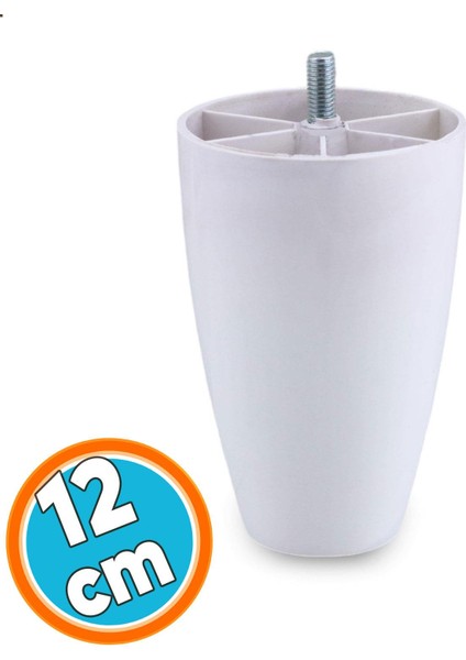 Mobilya Yükseltici Kanepe Tv Ünitesi Koltuk Ayağı Baza Ayakları Beyaz Oval Plastik Ayak 12 cm 4 Adet