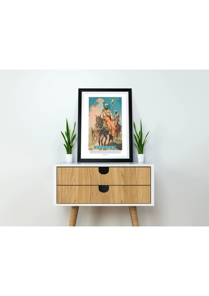 Atlı Şovalye Illüstrasyon Ofis Duvar Dekor Tablo