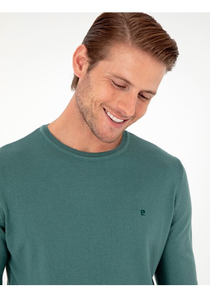 Erkek Yeşil Slim Fit Bisiklet Yaka Basic Triko Kazak 50296621-VR054 fiyatları