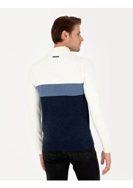 Erkek Lacivert Slim Fit Fermuarlı Dik Yaka Triko Kazak 50296471-VR033 indirimleri