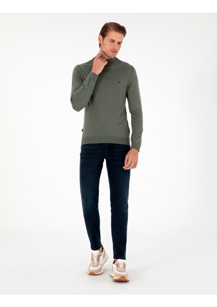 Erkek Duman Slim Fit Yarım Balıkçı Yaka Basic Triko Kazak 50296614-VR210 fırsatları